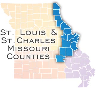 Map of St. Louis and St. Charles Missouri Counties