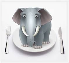 How do you eat an elephant?