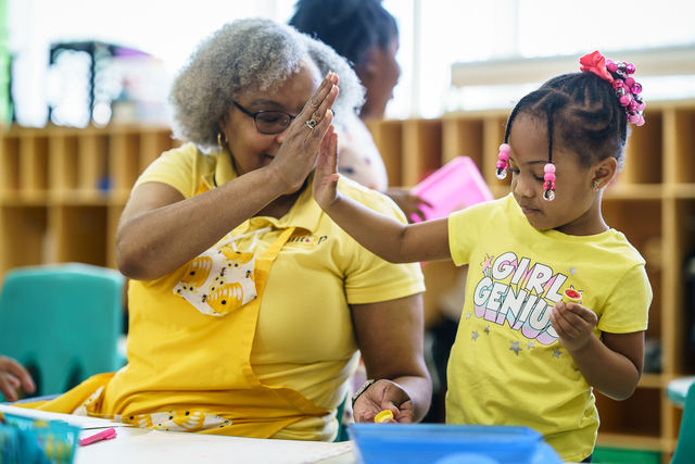 Ms Harris with Child